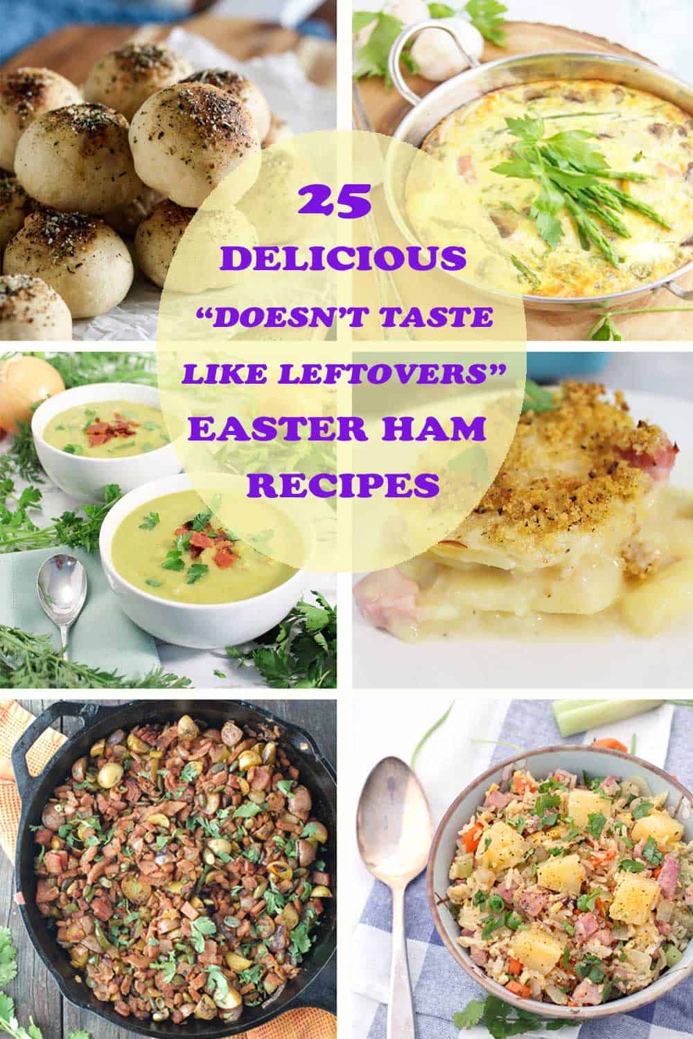 Easter Ham "Doesn't Taste Like Leftovers" Recipes | 2 Cookin Mamas Wondering what to do with your leftover ham? Wonder no more! Here are 25 recipes for Easter Ham that don't taste like leftovers.  It's easy to reinvent your Easter ham and turn it into new "doesn't taste like leftovers" meals. Everything from breakfast quiches to lunch salads to dinner casseroles. Delicious and hearty recipes that are sure to please the entire family. #easterham #ham #leftovers #breakfast #lunch #dinner #recipes #easter