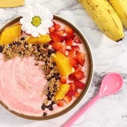 Strawberry Banana Smoothie Bowl overhead square