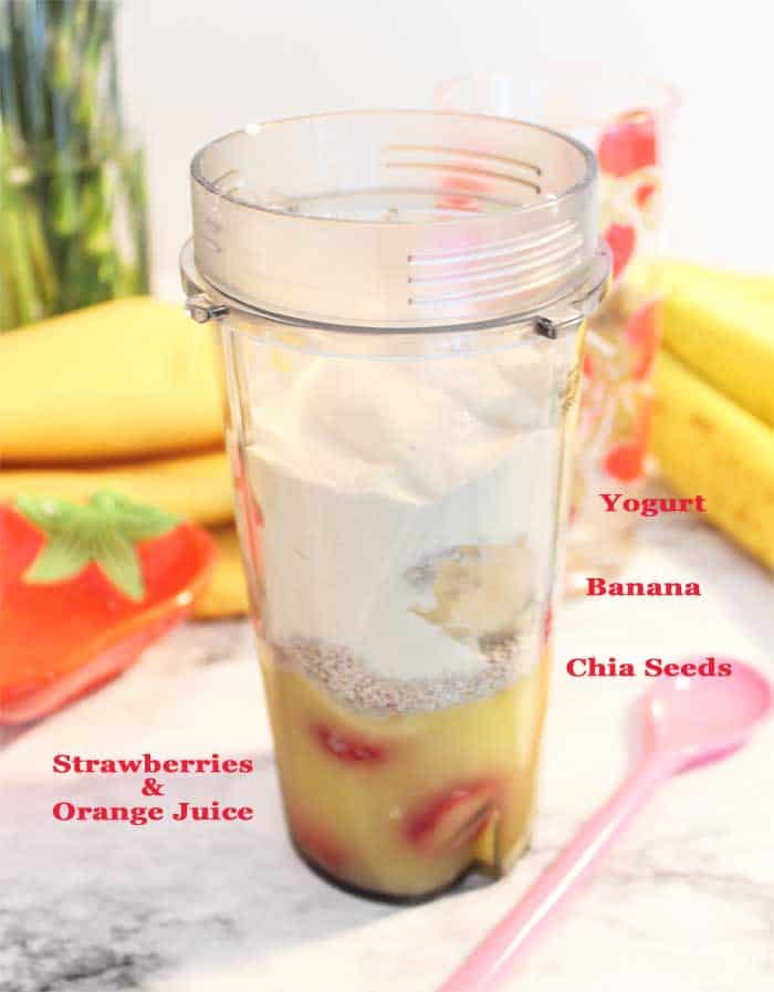 Strawberry Banana Smoothie ready to blend