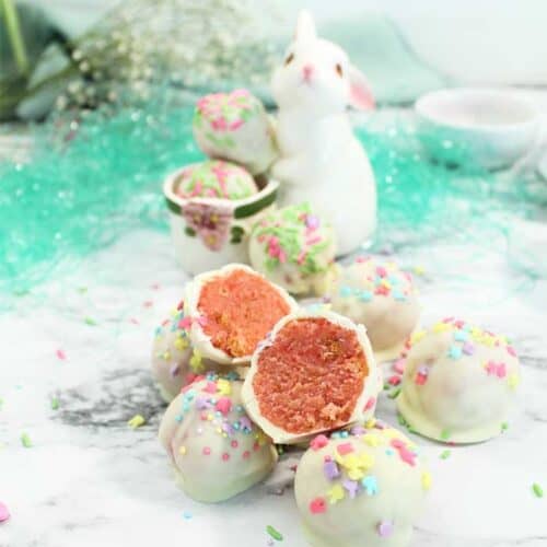 Bunny dish holding cake balls square