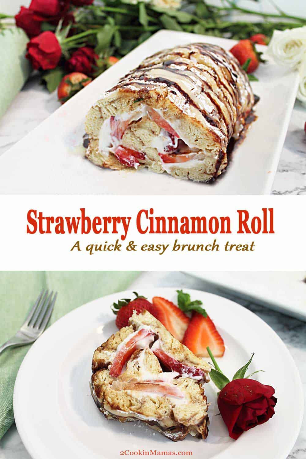 easy strawberry cinnamon roll with yogurt