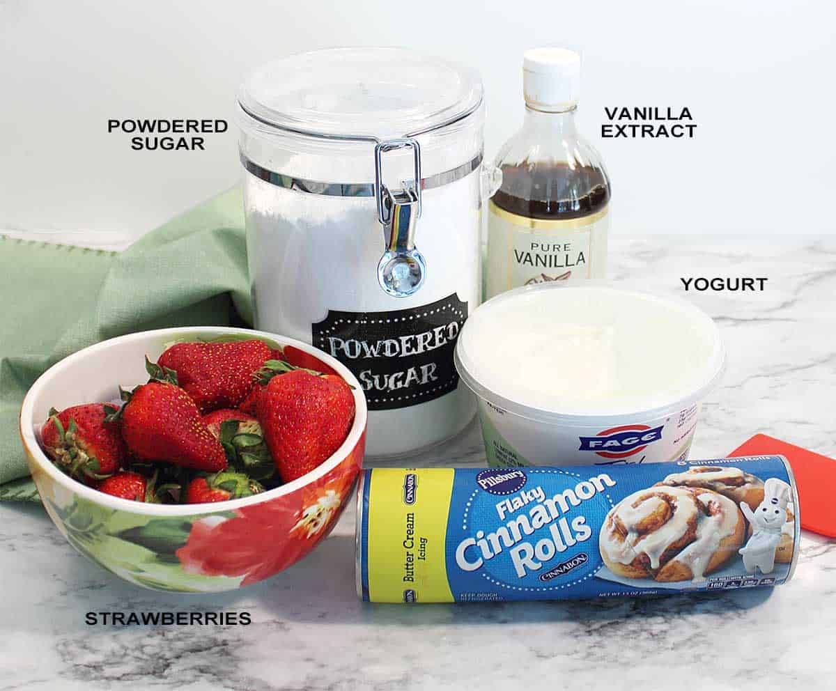 Ingredients for strawberry roll.