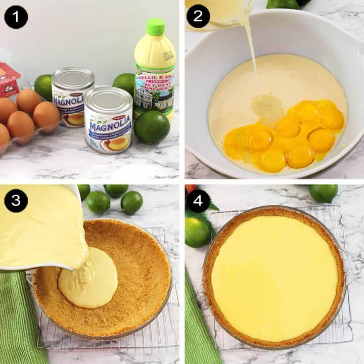 Key Lime Pie filling steps.