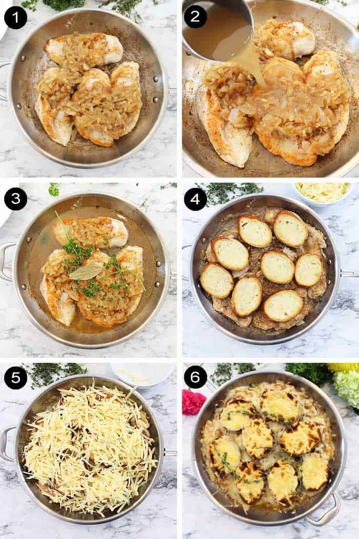 Steps to finish making one skillet chicken.