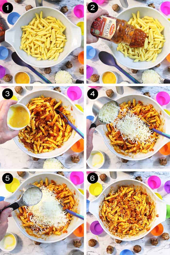 Steps to make pasta mixture.