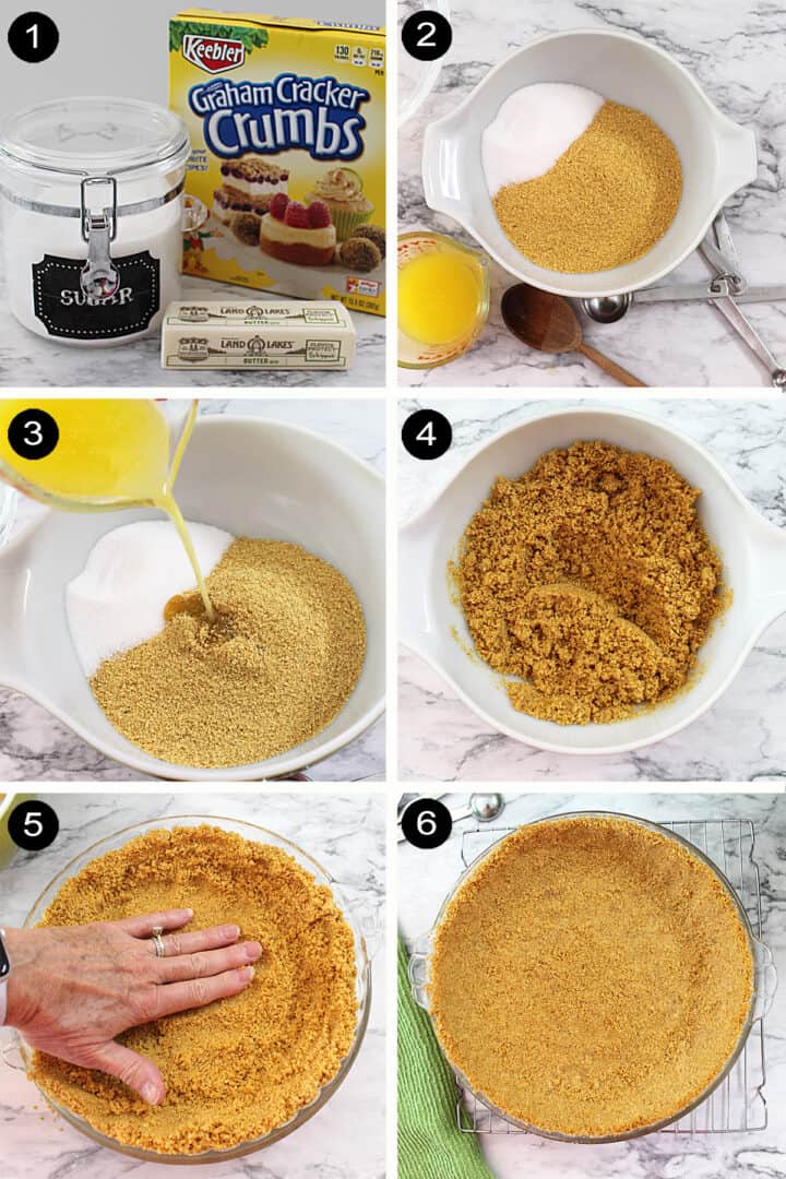 Graham cracker crust steps.