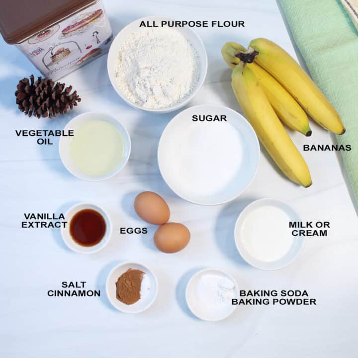 Ingredients for banana donuts.