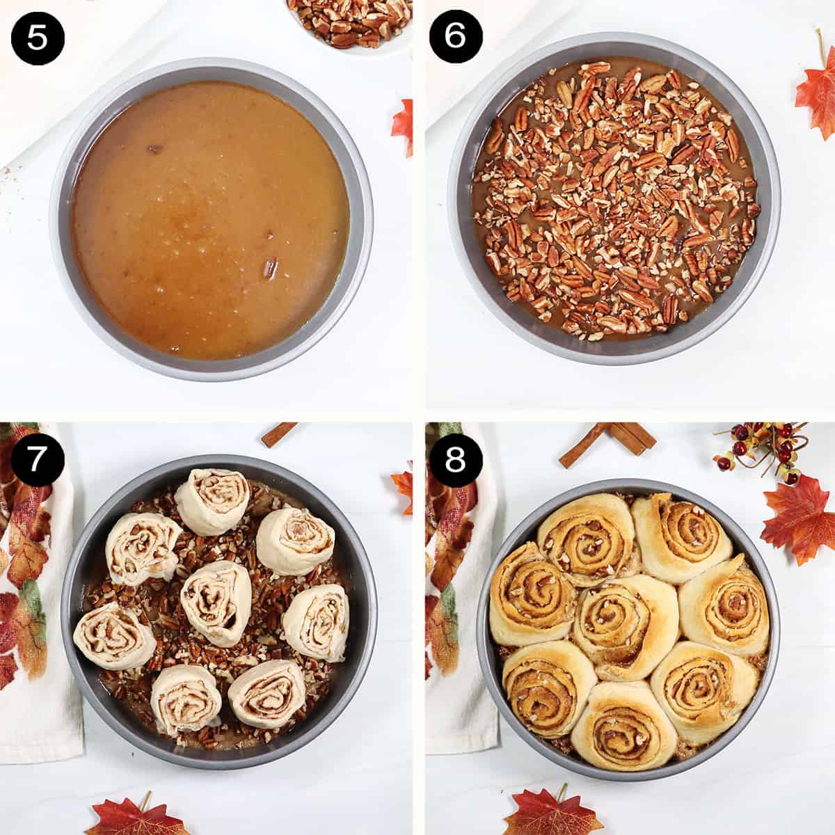 Steps to prepare easy pecan sticky buns for oven.