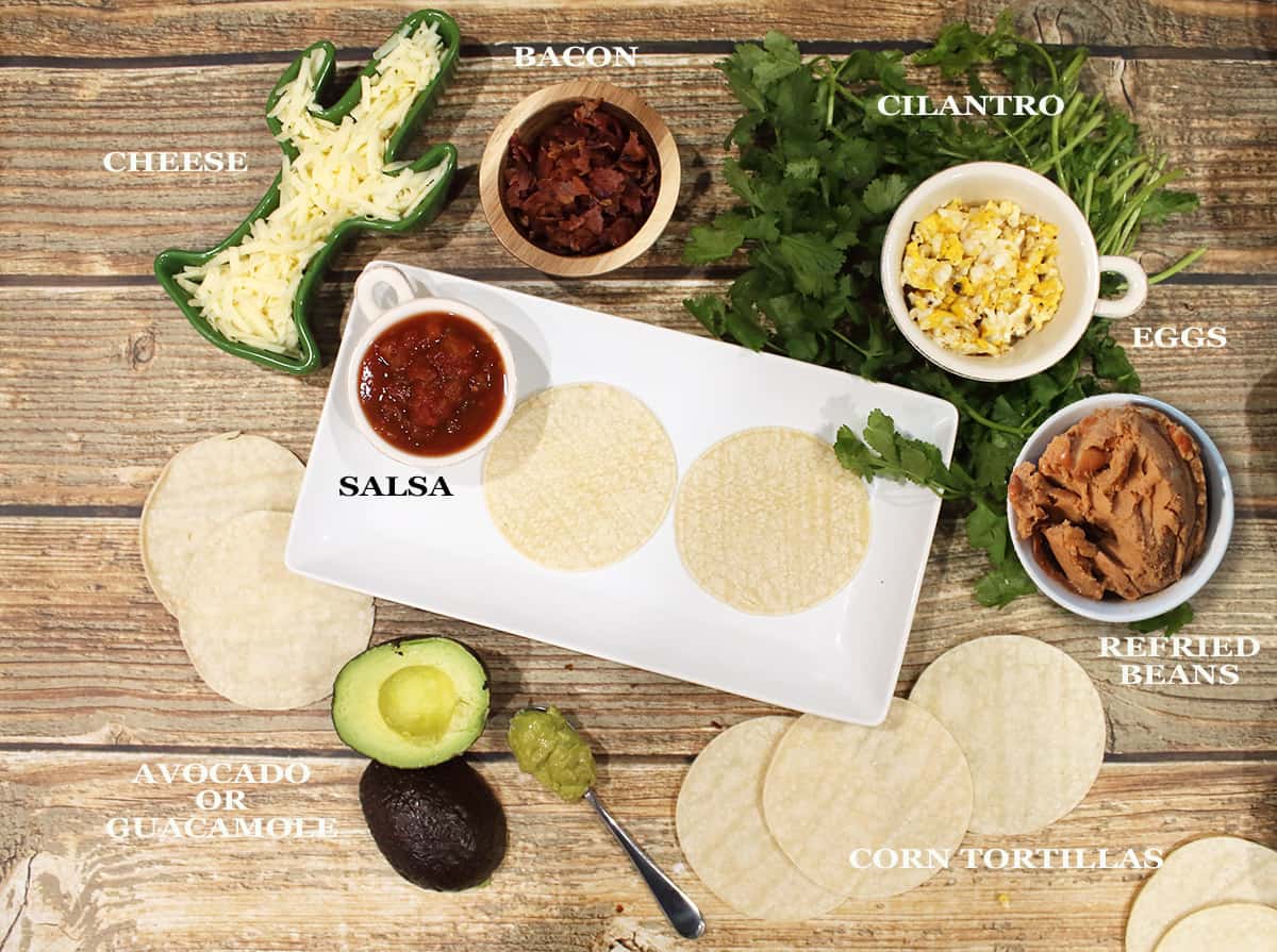 Labeled Mexican Street Taco ingredients.