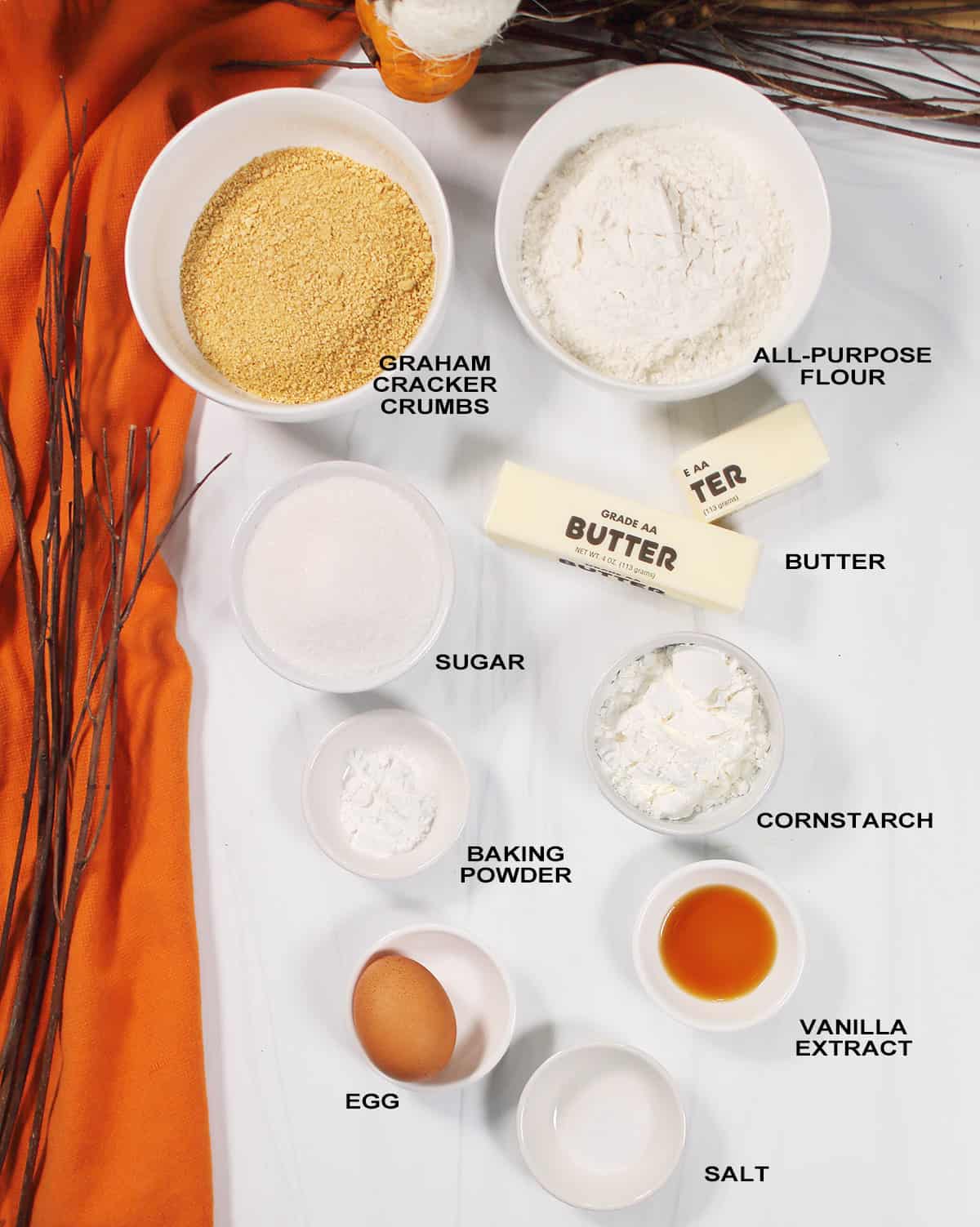 S'mores cookies ingredients labeled.