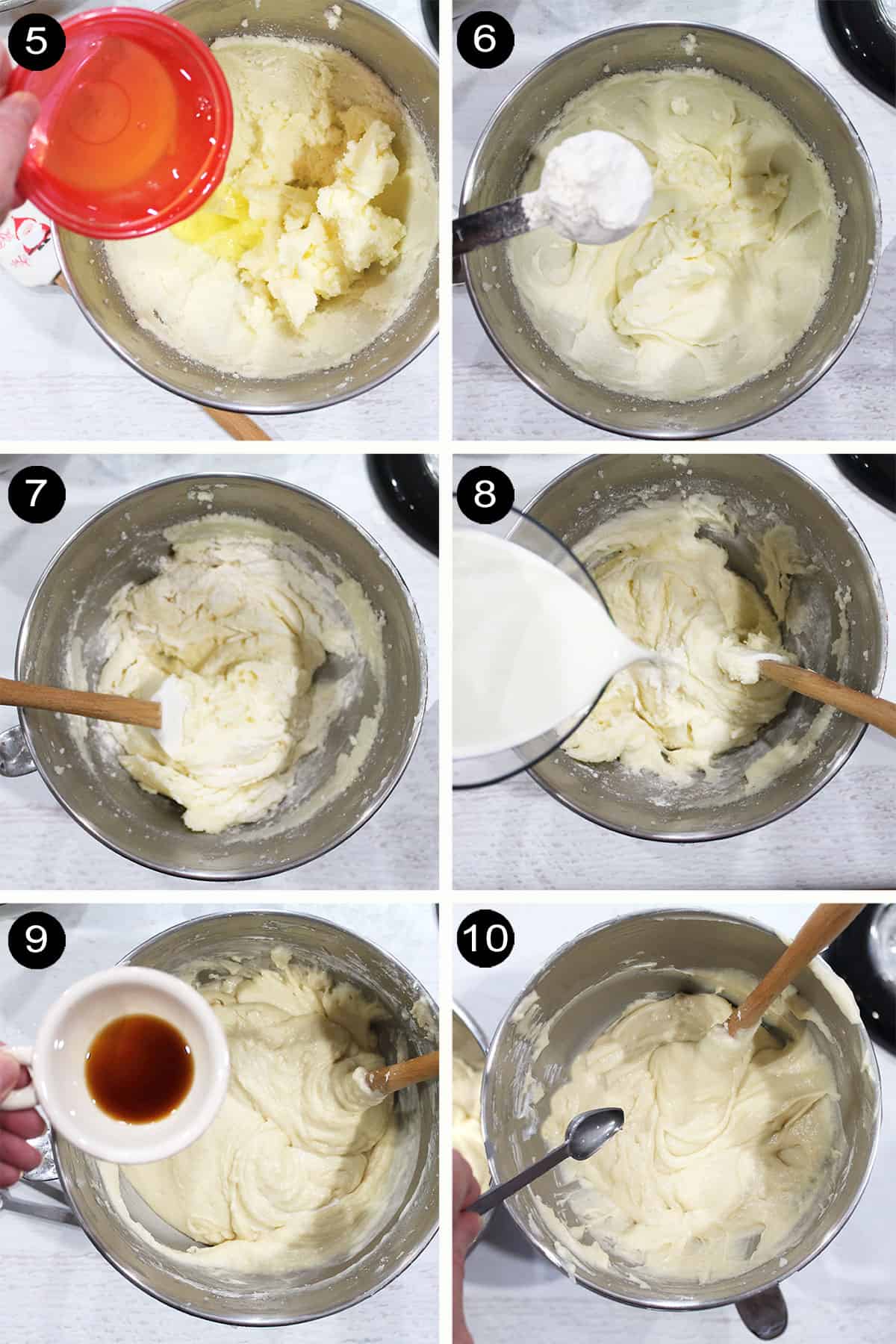 Steps 5-10 to make cake batter.