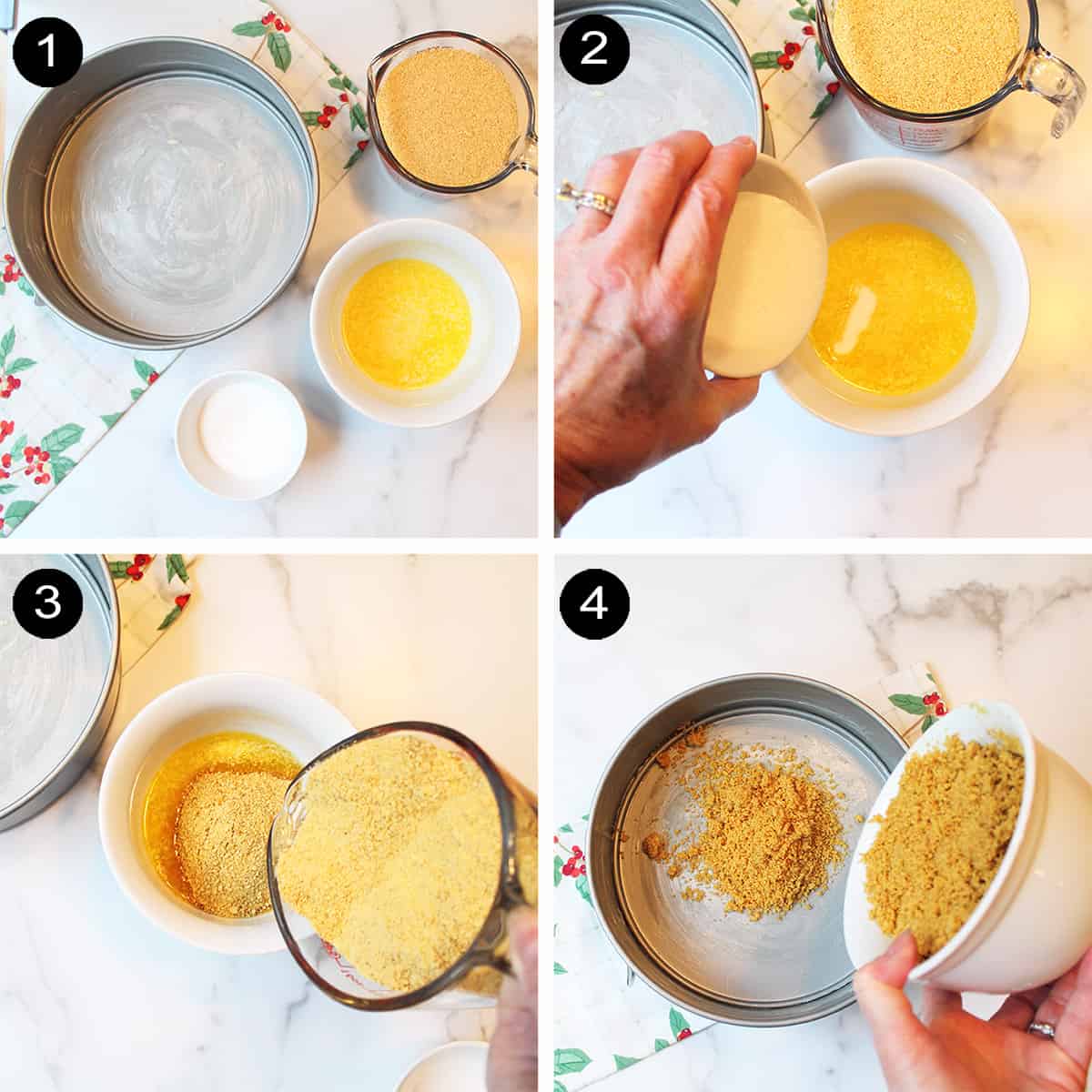 Steps to make graham cracker crust.