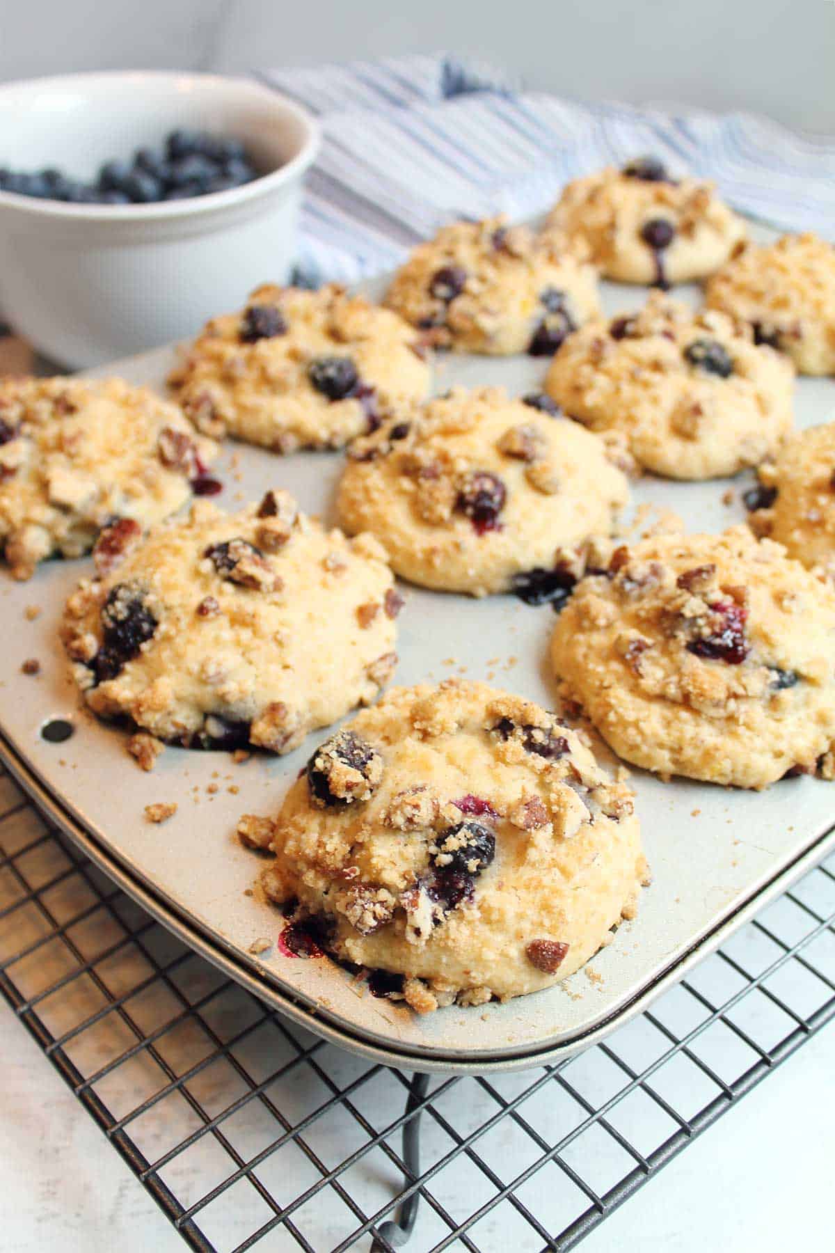 Baked lemon blueberry muffins.