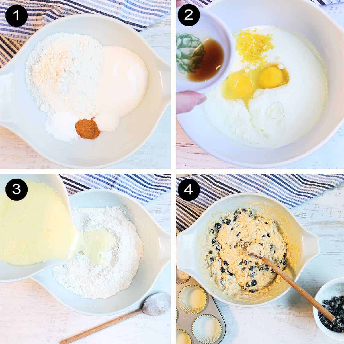 Prep steps to make batter for muffins.