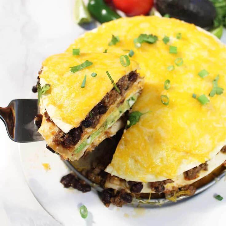 Serving a slice of taco stack