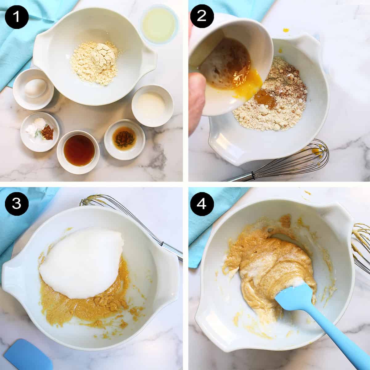 Almond Flour Waffles prep steps.
