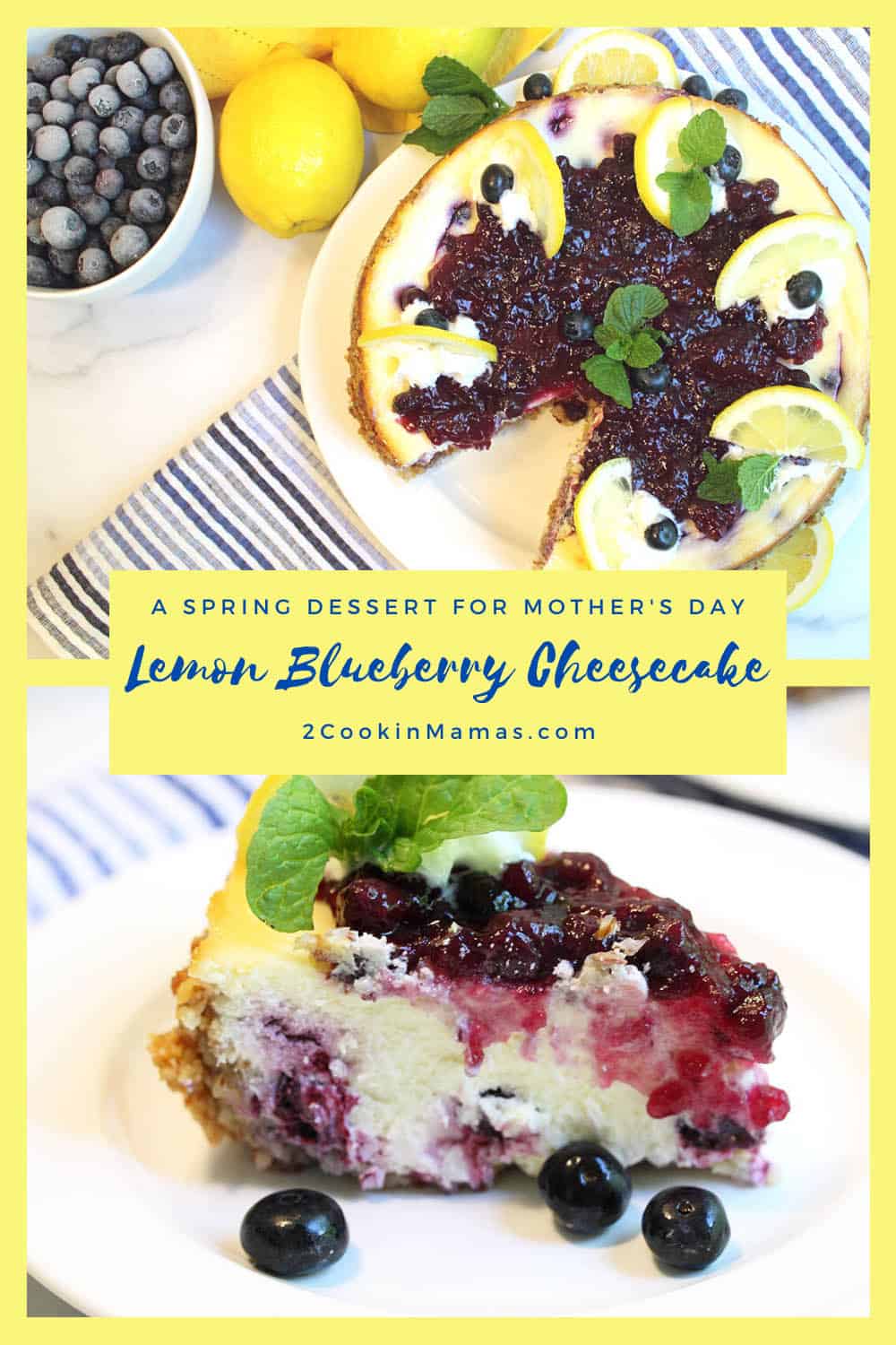 Lemon Blueberry Cheesecake with Almond Crust