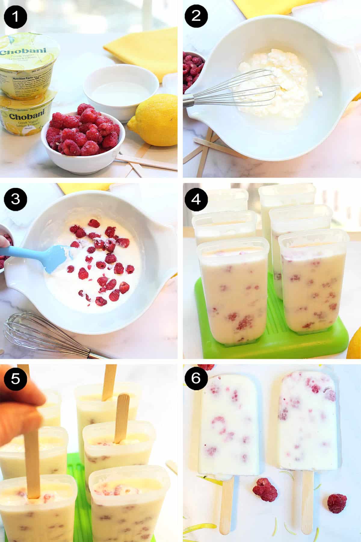 How to make lemon popsicles with raspberries.