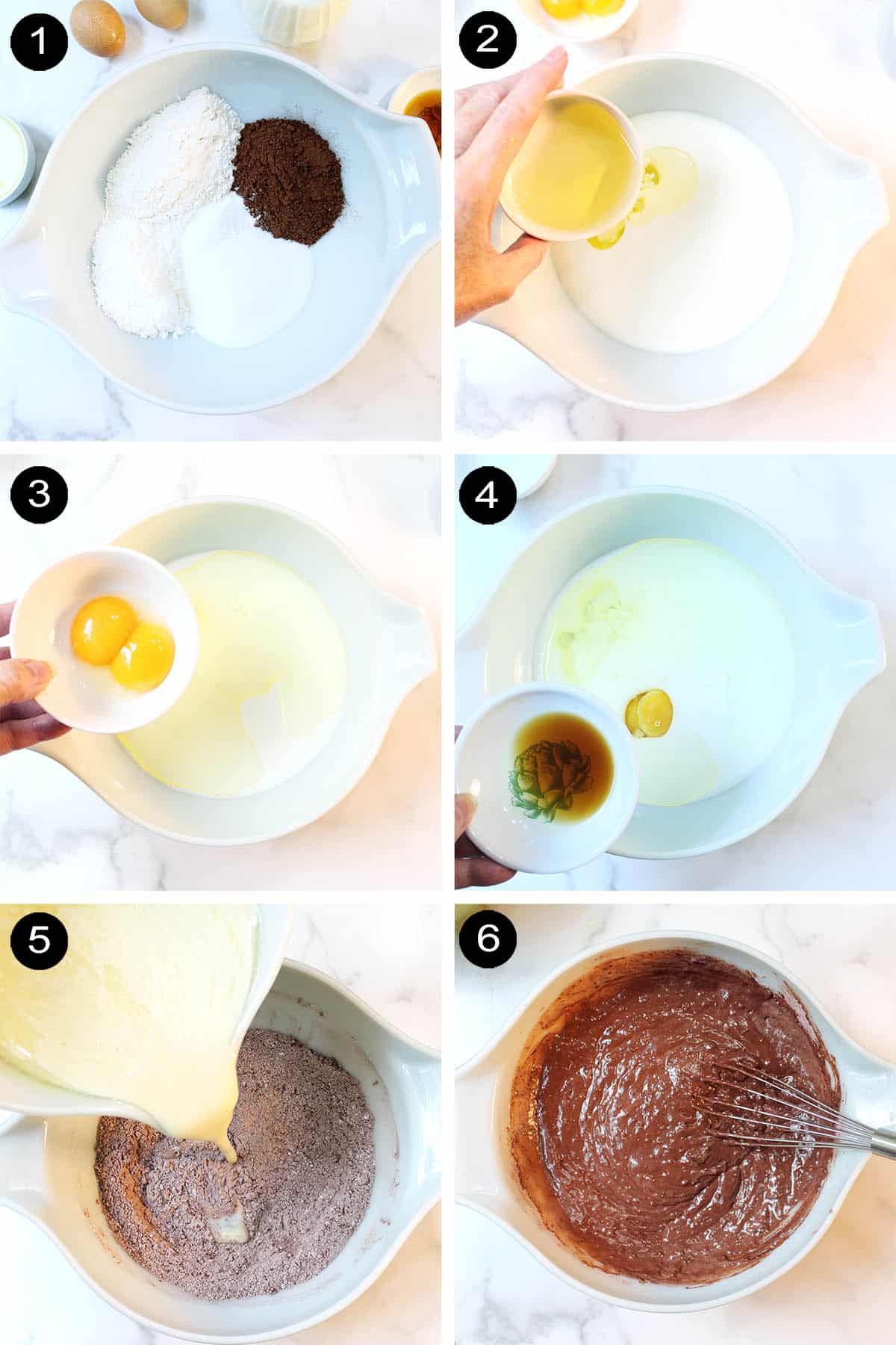 Prep steps for wet ingredients in Belgian waffles.