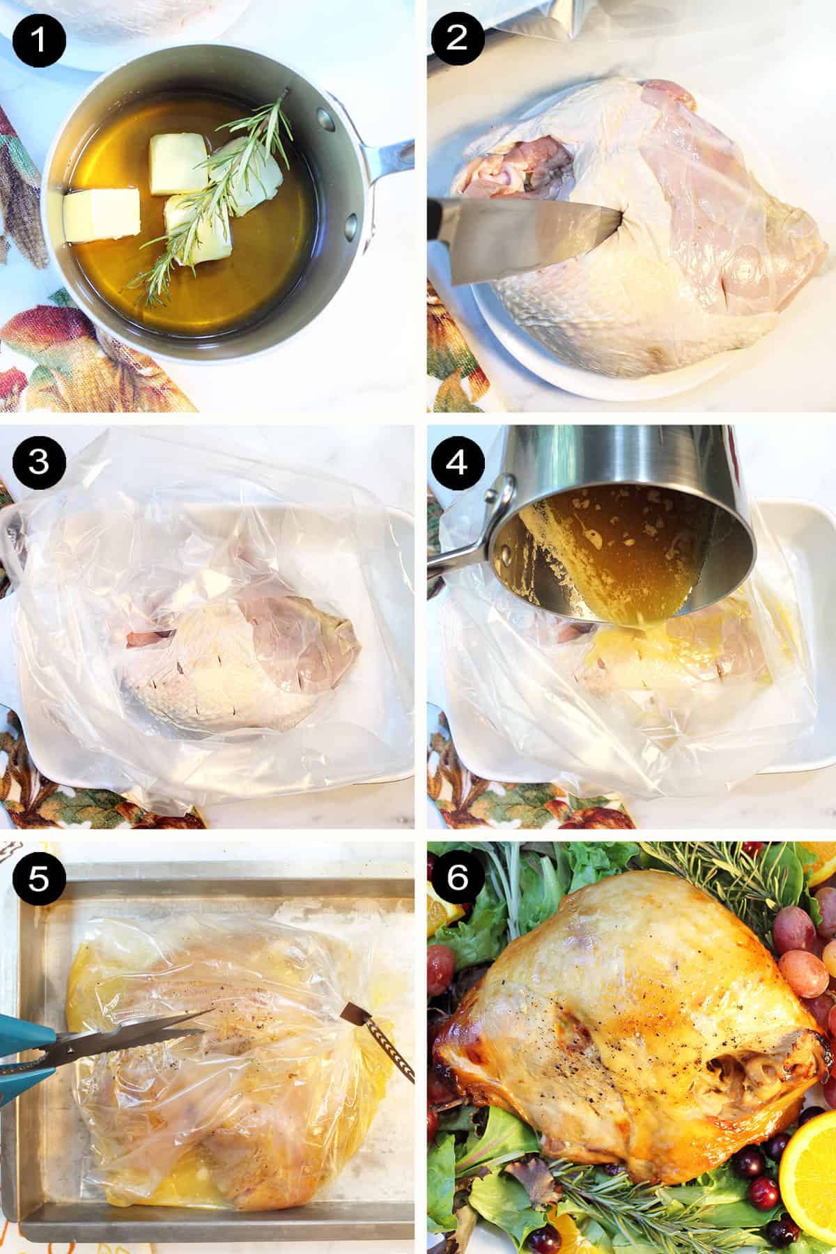 Prep steps to make honey baked turkey breast.