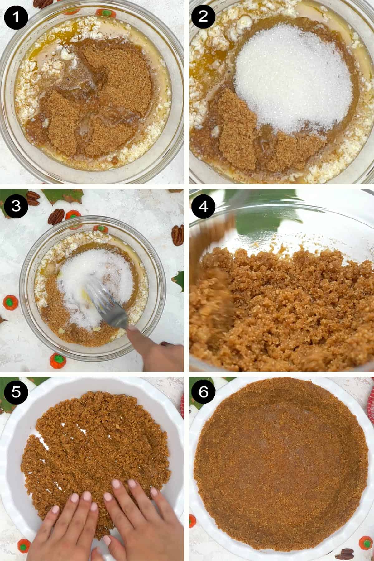Steps to make gingersnap pie crust.