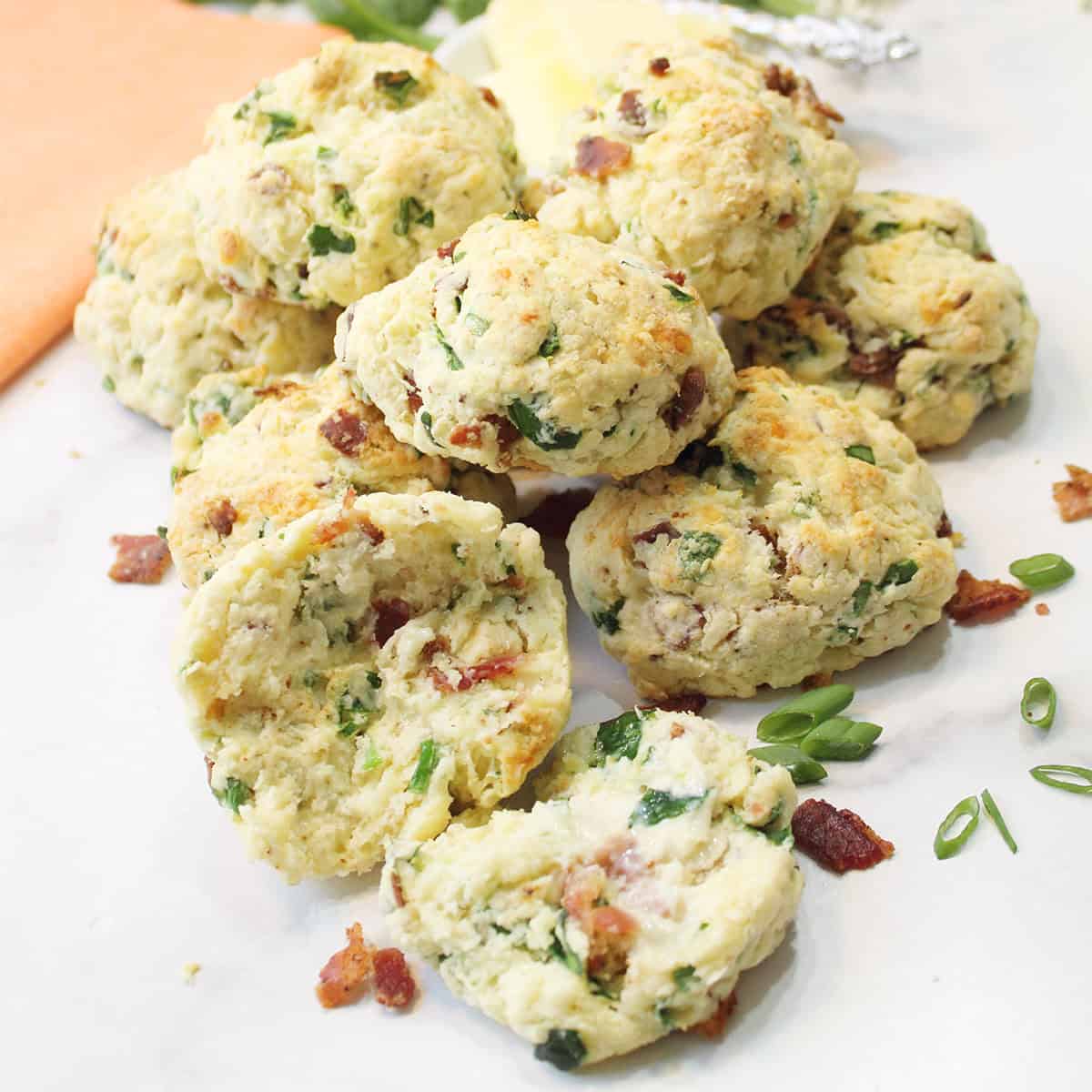 Stacked Bacon Cheddar Scones.