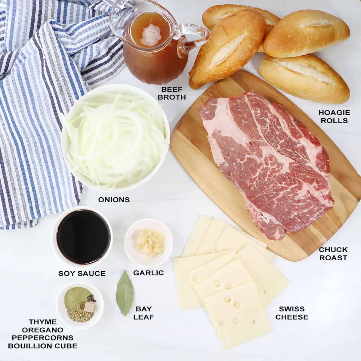 Ingredients for slow cooker French Dip.