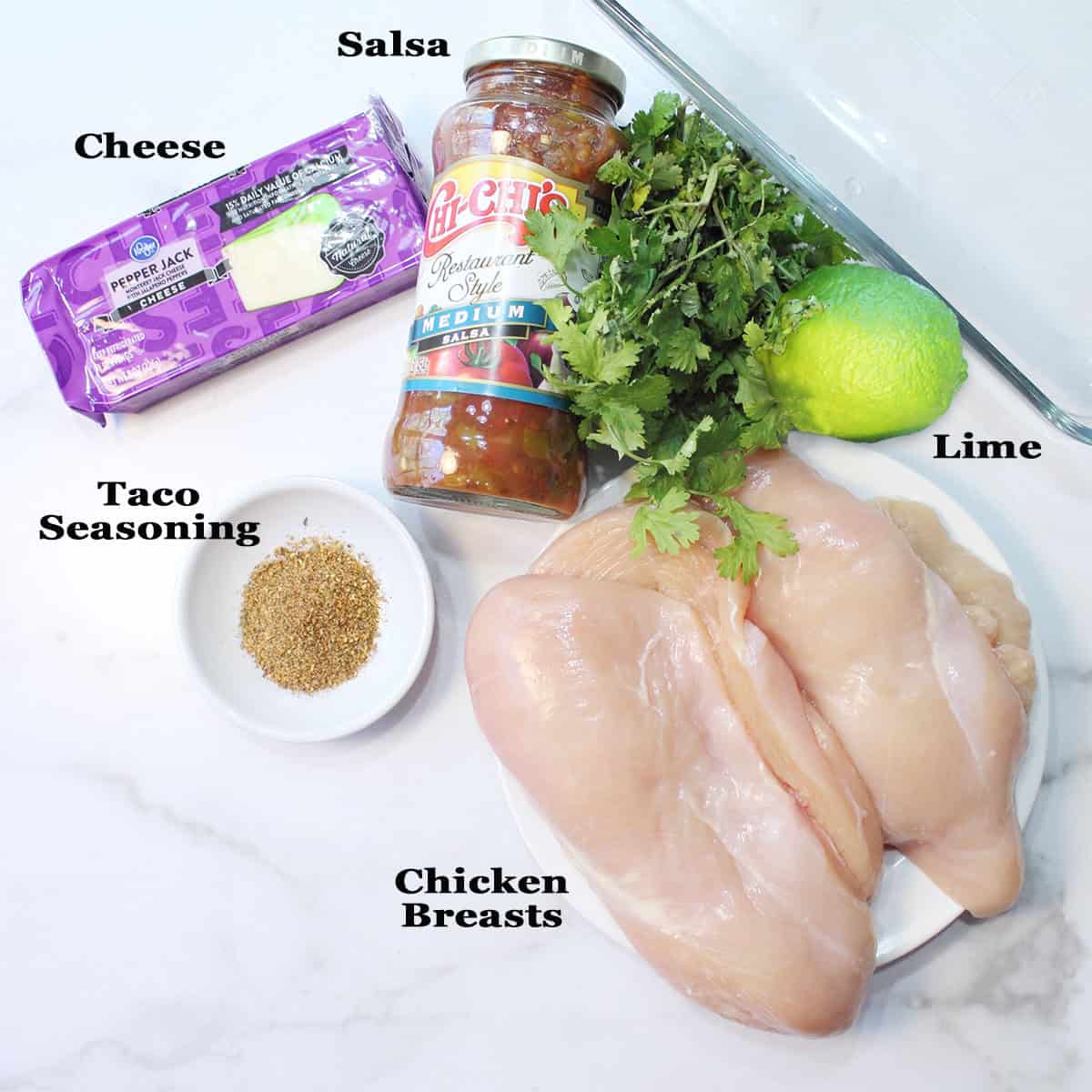 Ingredients for Chicken Salsa recipe.