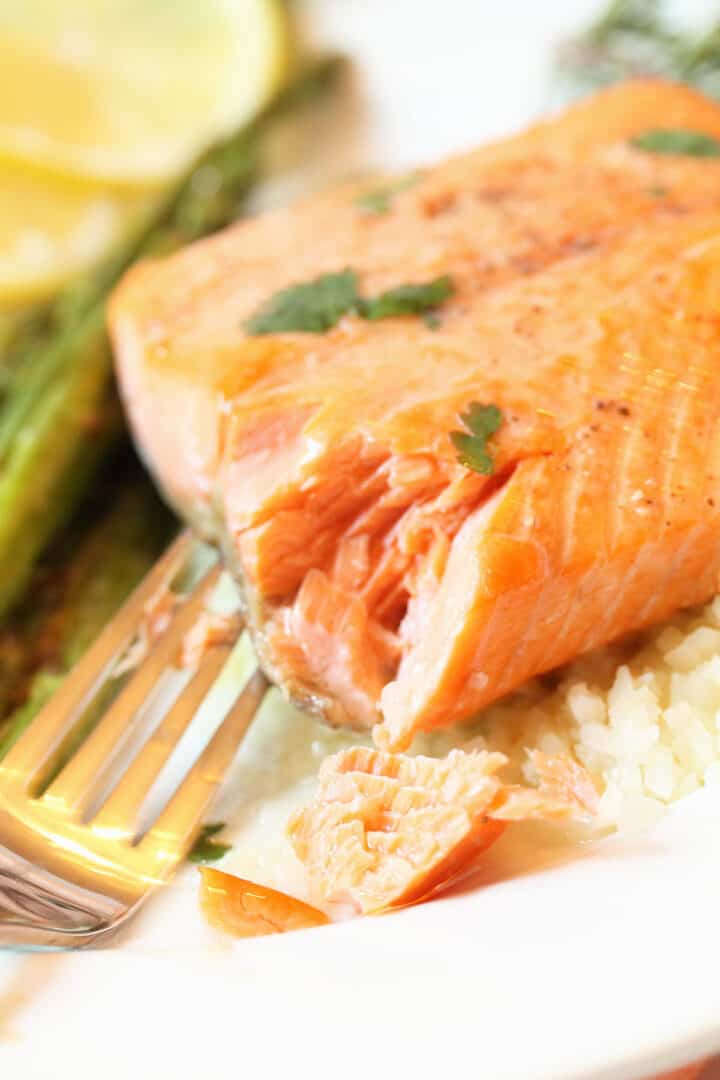 Easy Air Fryer Salmon with Lemon Butter Sauce - 2 Cookin Mamas