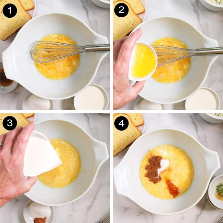 Prep steps for making French Toast batter.