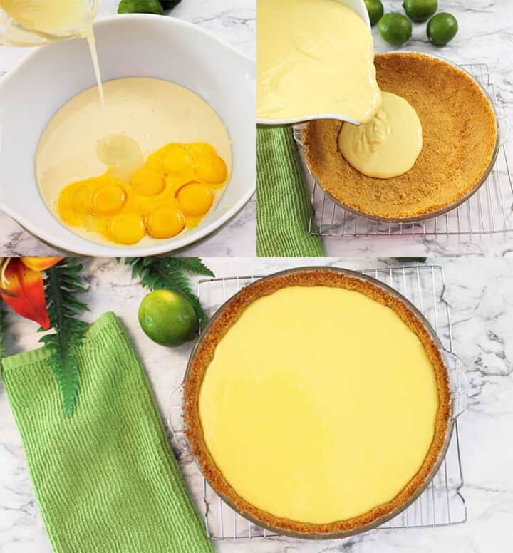 Key Lime Pie filling prep steps.