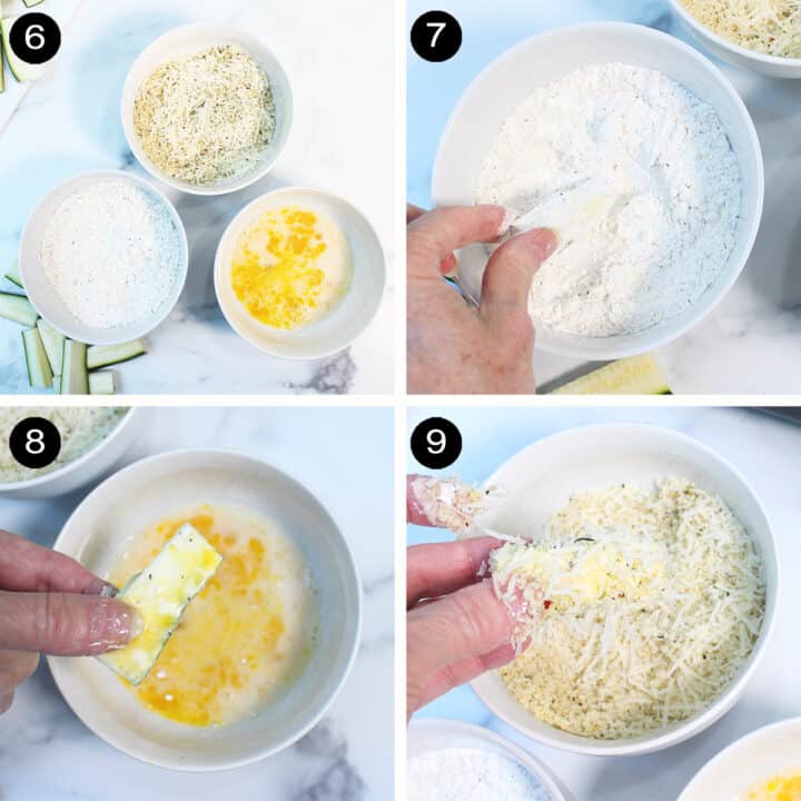 Steps to coat fries.