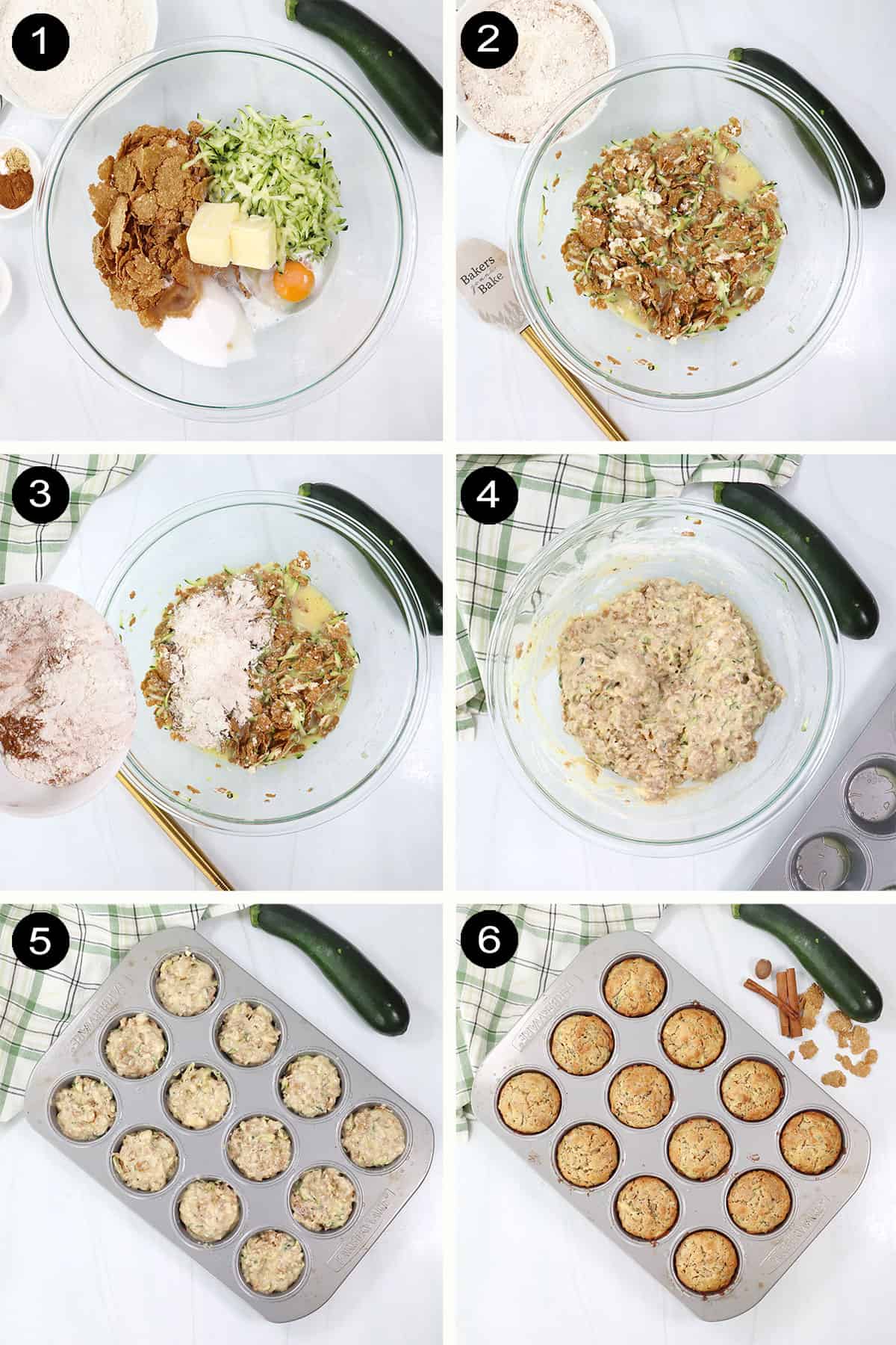 How to make zucchini muffins with bran flakes.