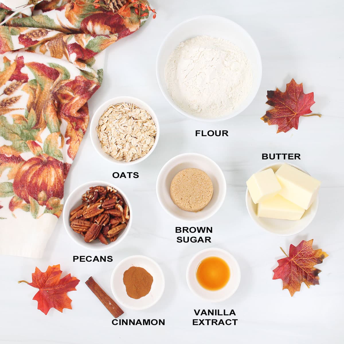 Ingredients for cookie base and crumb topping.