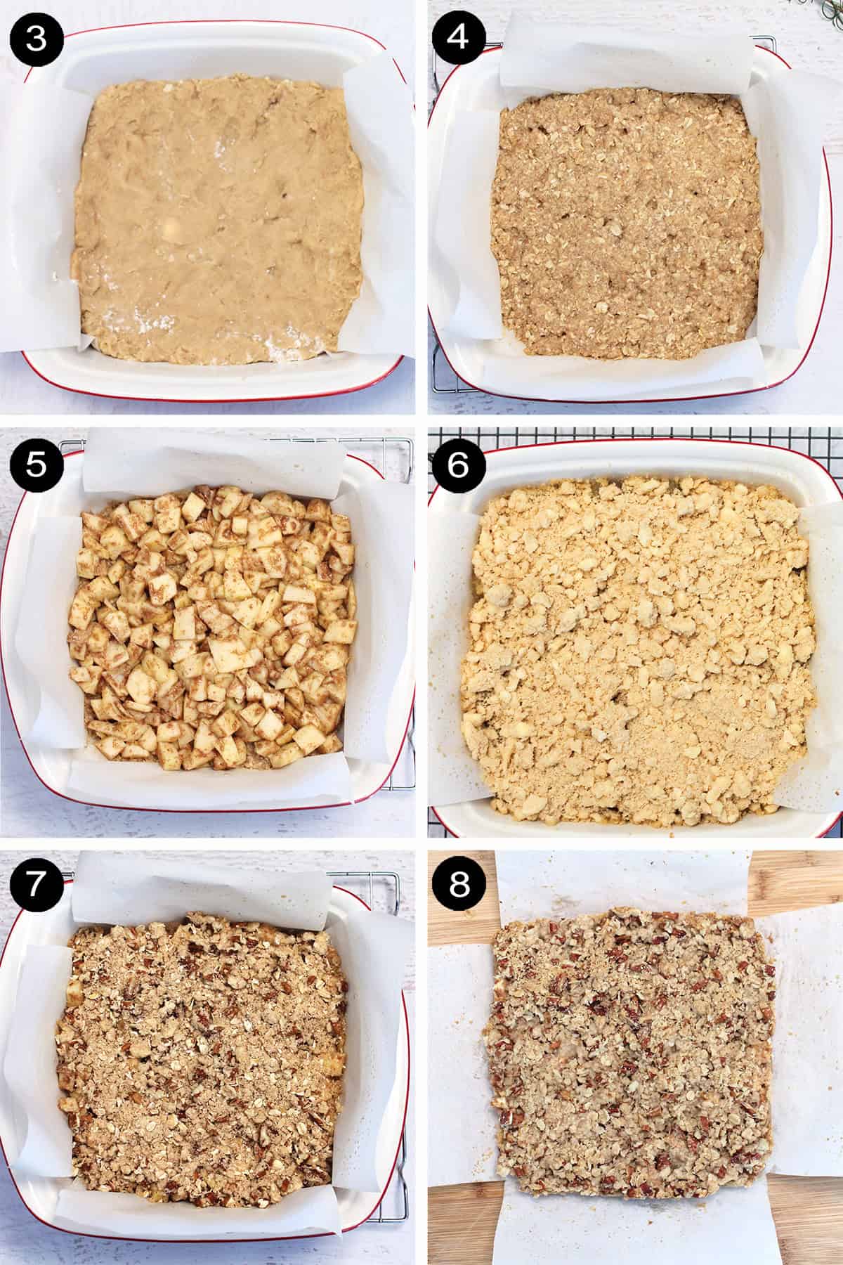 Steps to make Apple Crisp Bars.