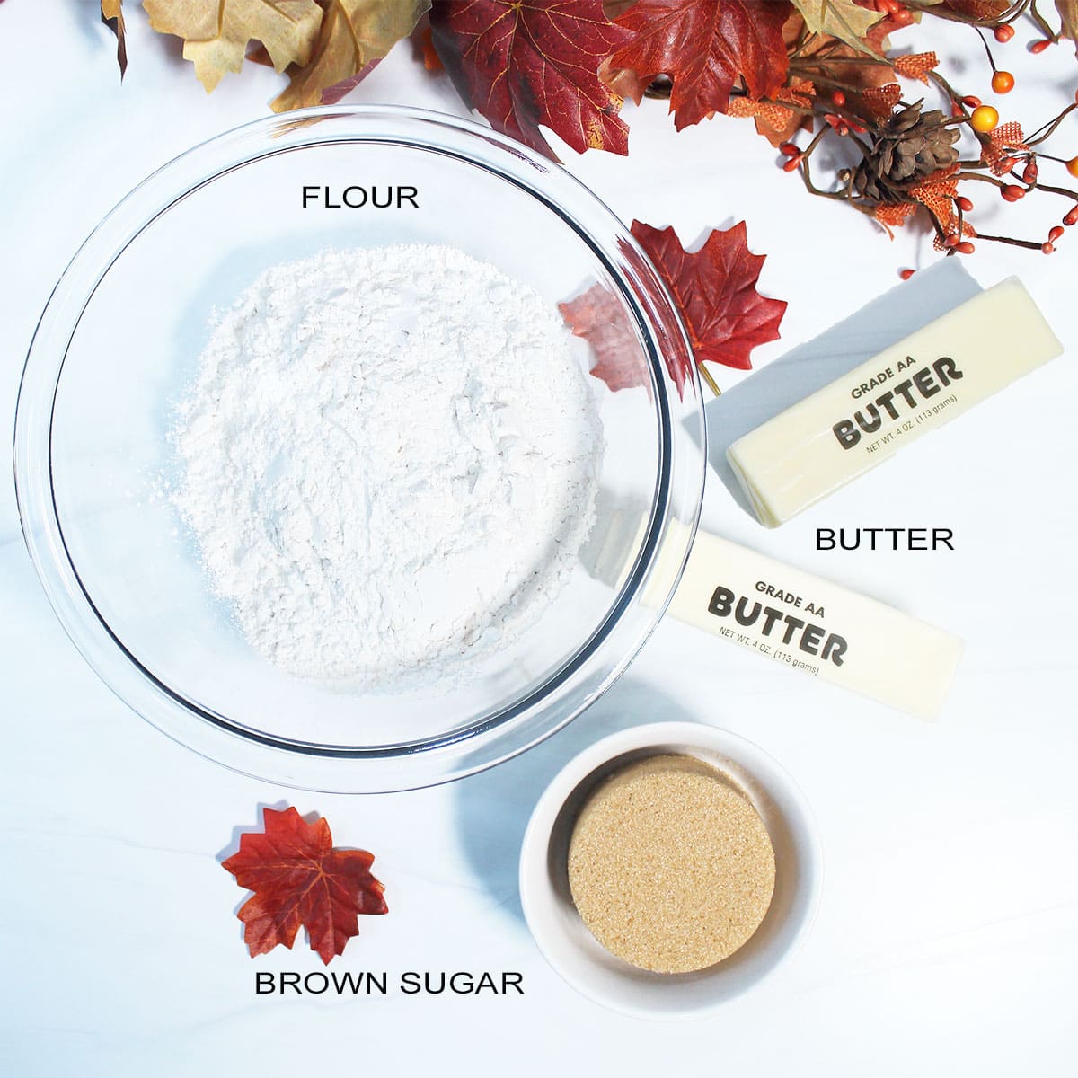 Shortbread crust ingredients.