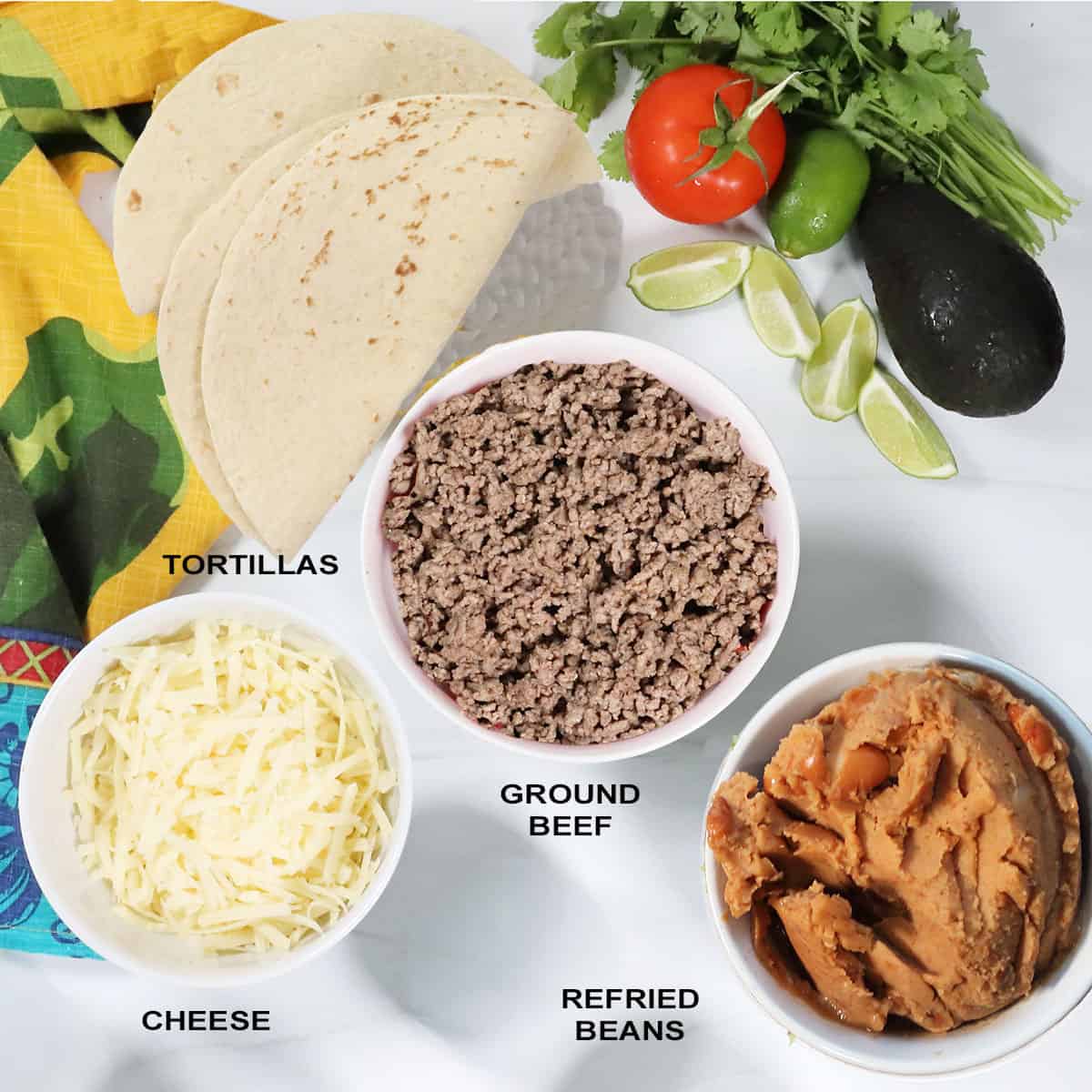 Ingredients foe quesadillas in air fryer.