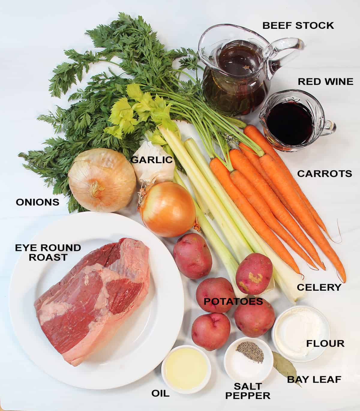 Ingredients for crockpot pot roast.