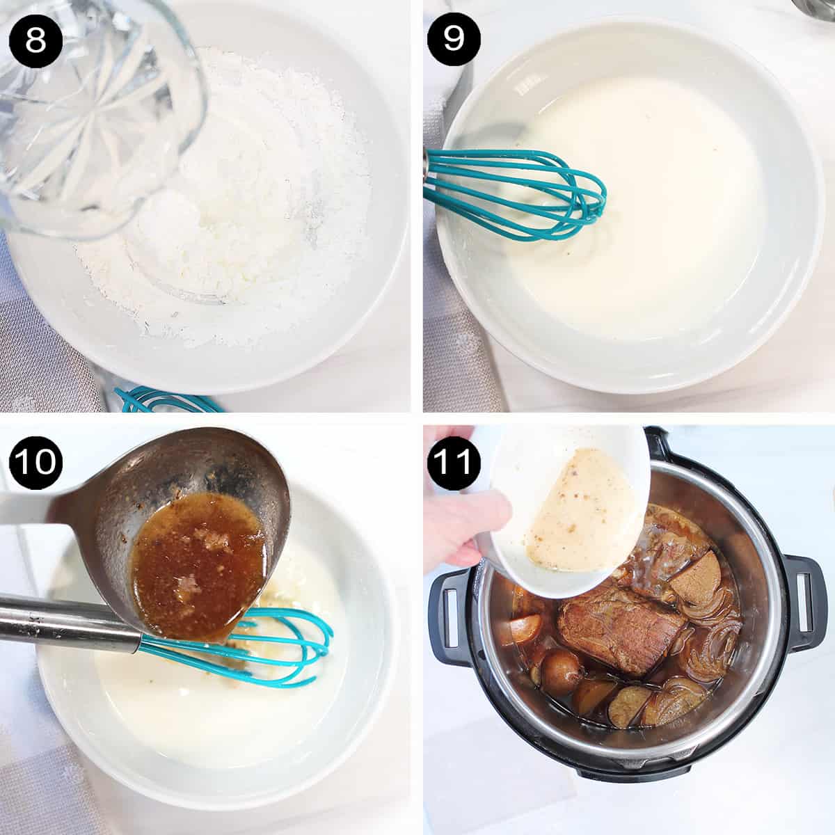 Collage of steps to make gravy.