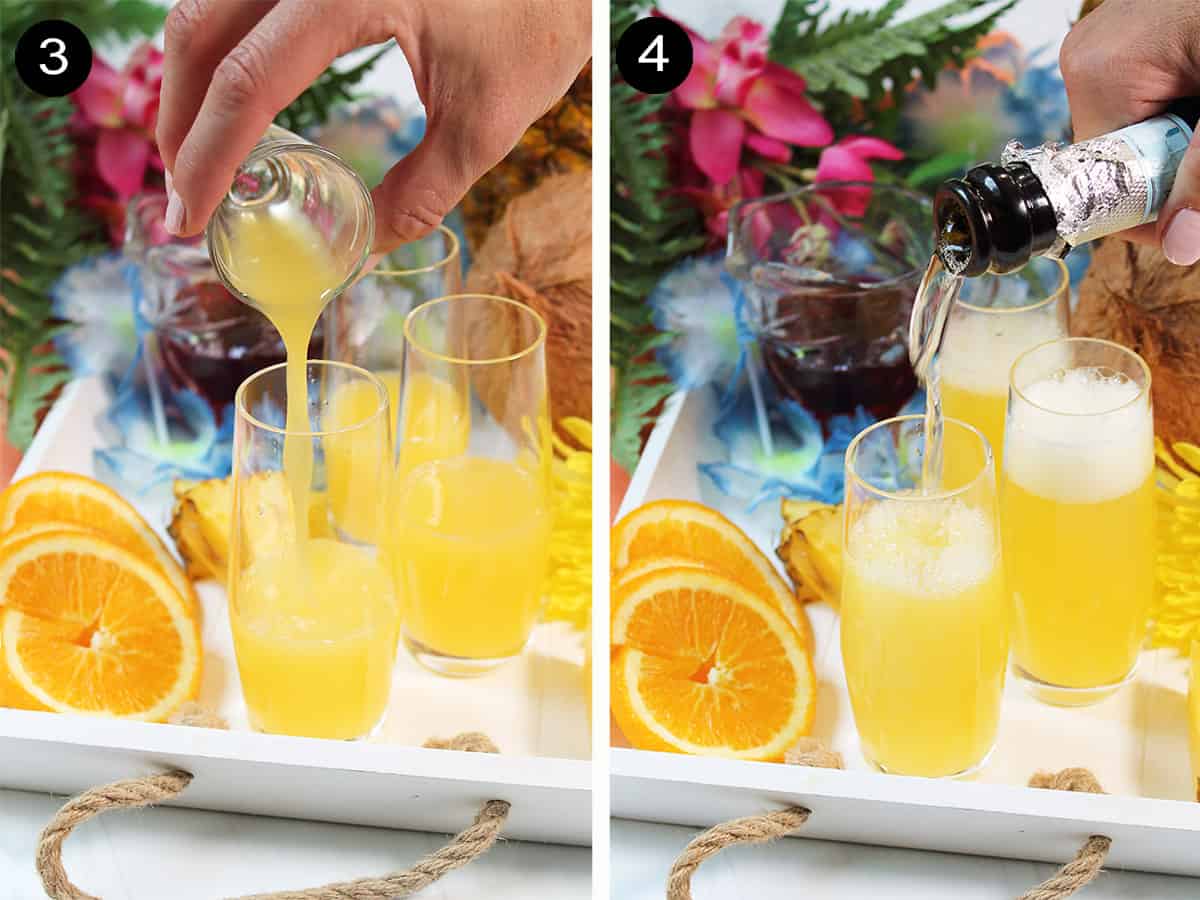 Next steps to make an Hawaiian Mimosa.