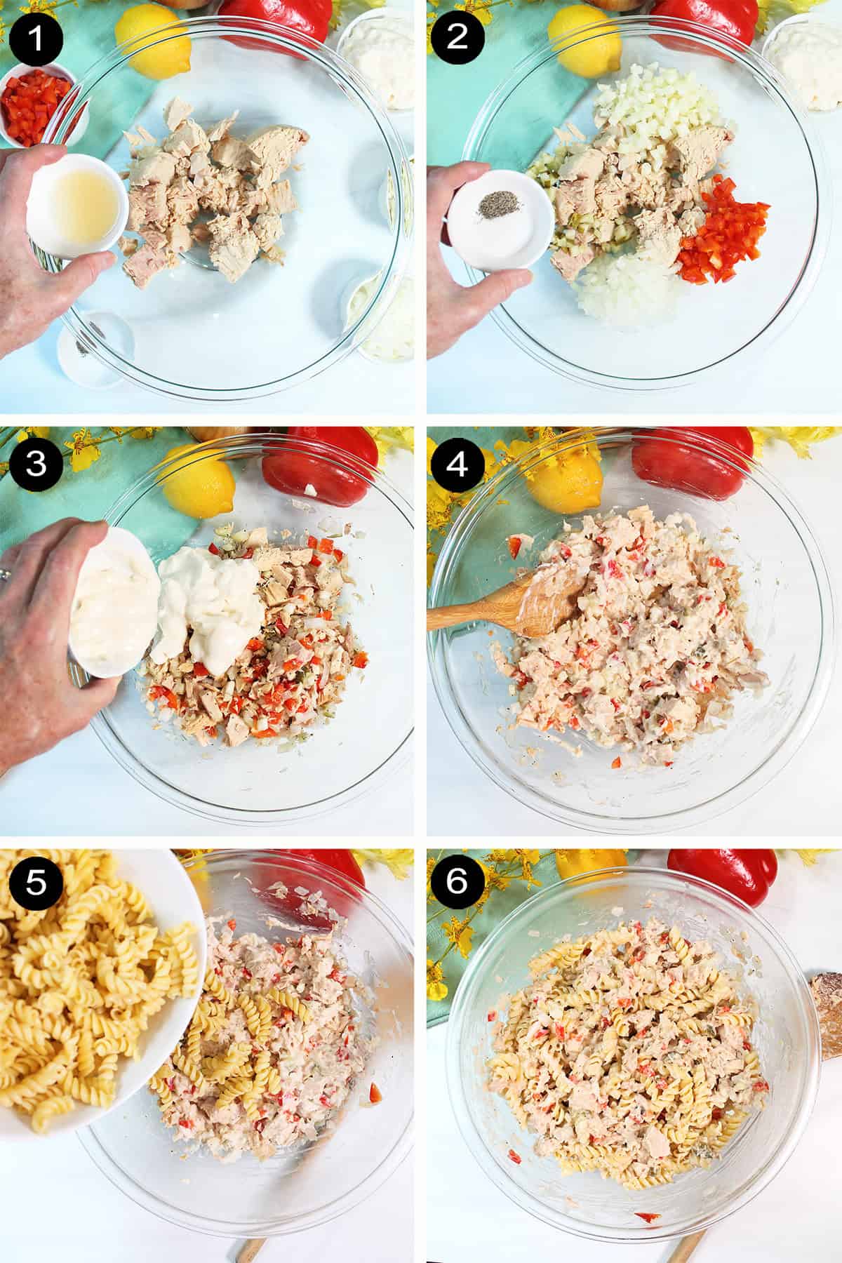 Steps to make Tuna Macaroni Salad.