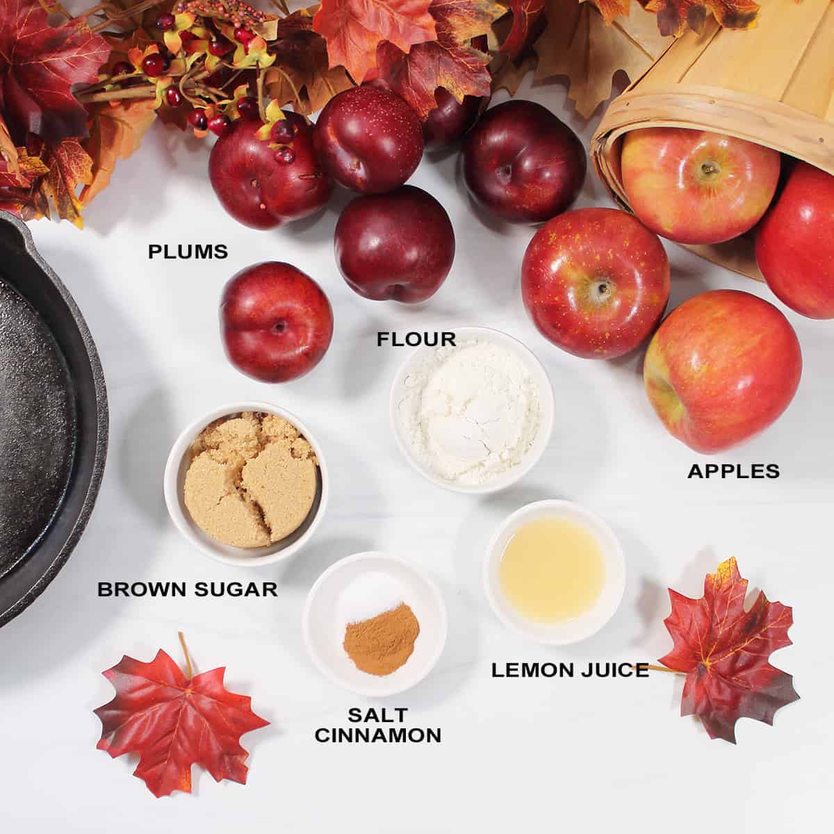 Ingredients for apple plum filling.