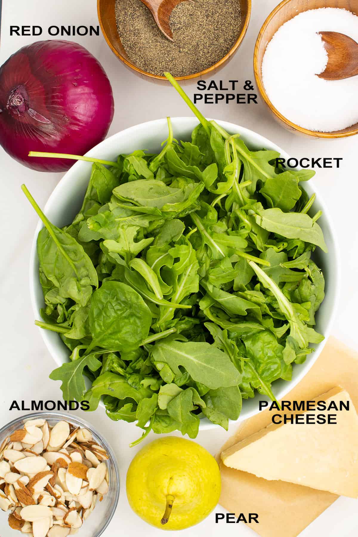 Rocket and Pear Salad ingredients.