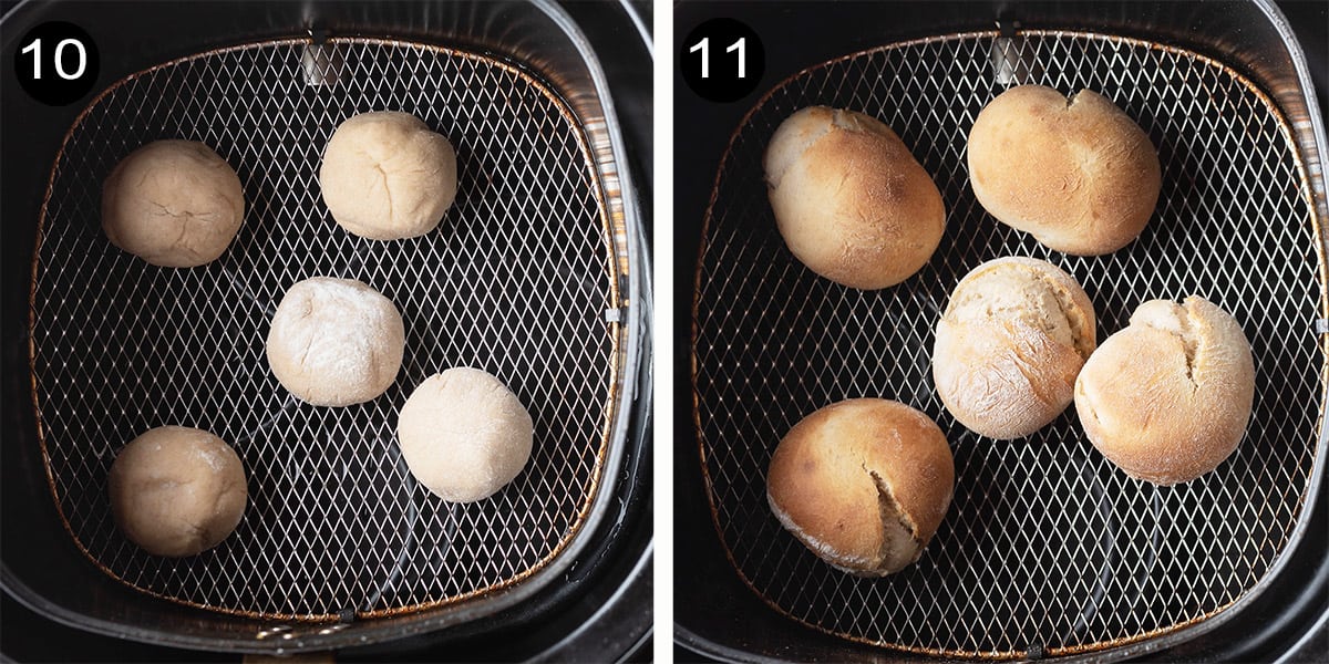 Steps to air fry donuts.