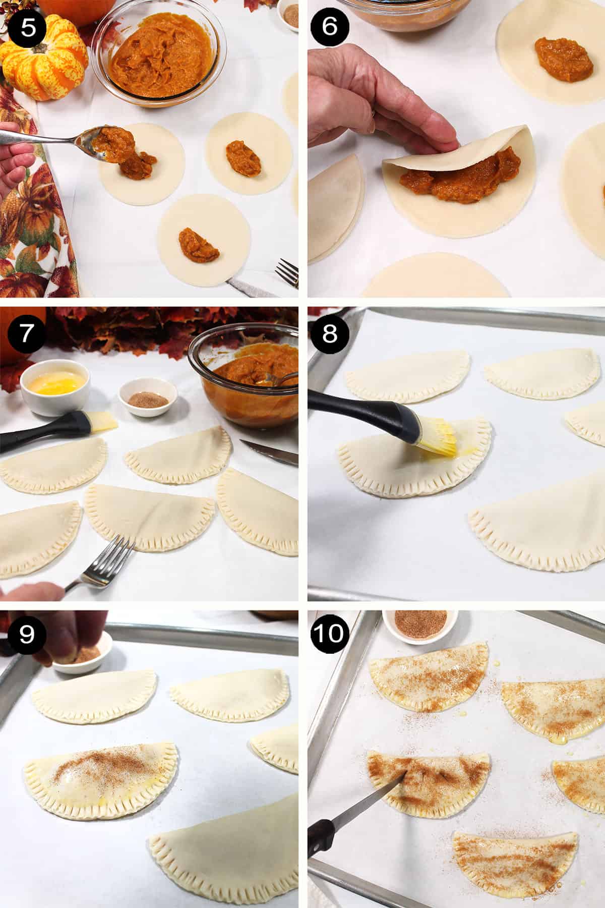 Steps to assemble hand pies.