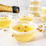Closeup of jelllo shot with champagne.