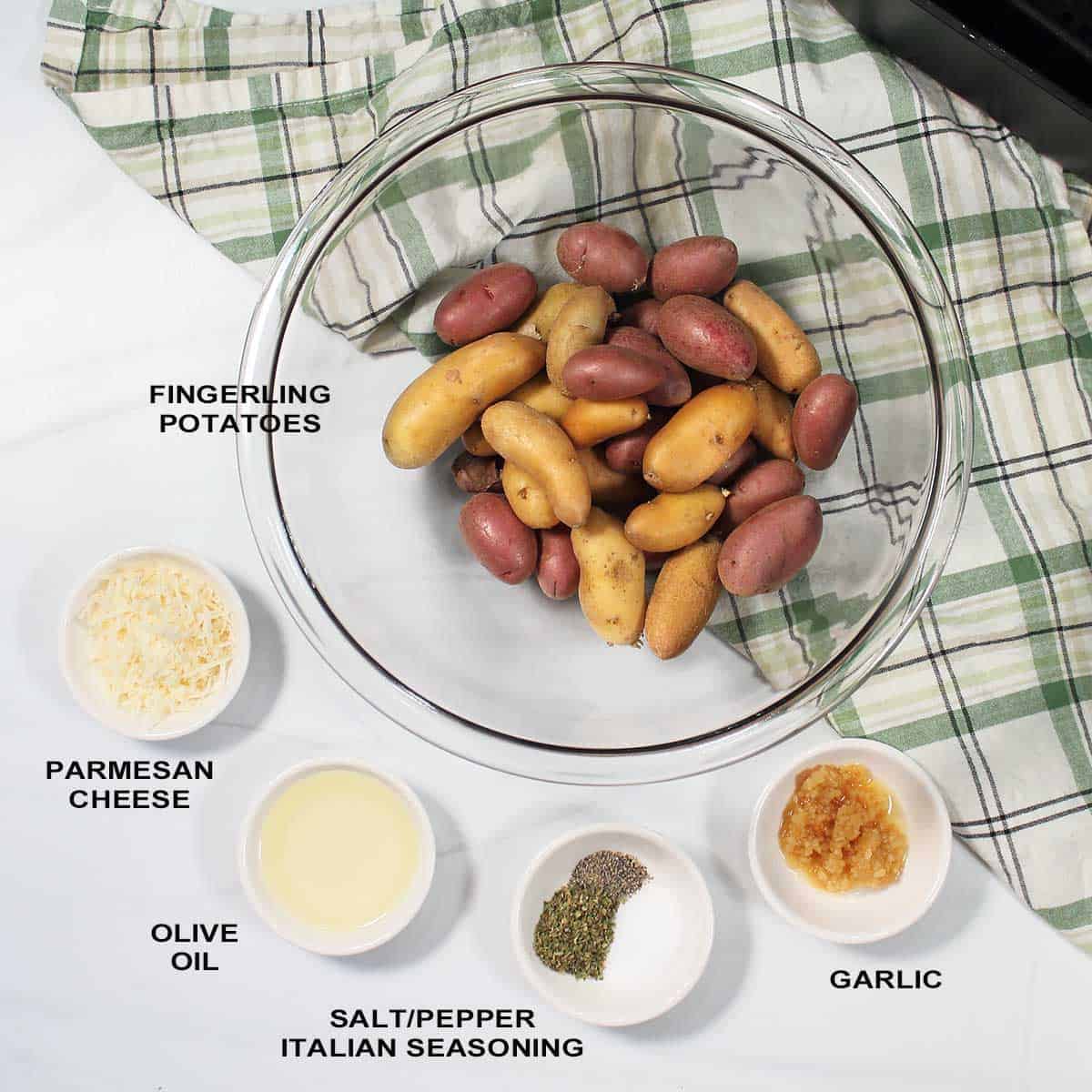 Ingredients for air fried potatoes.