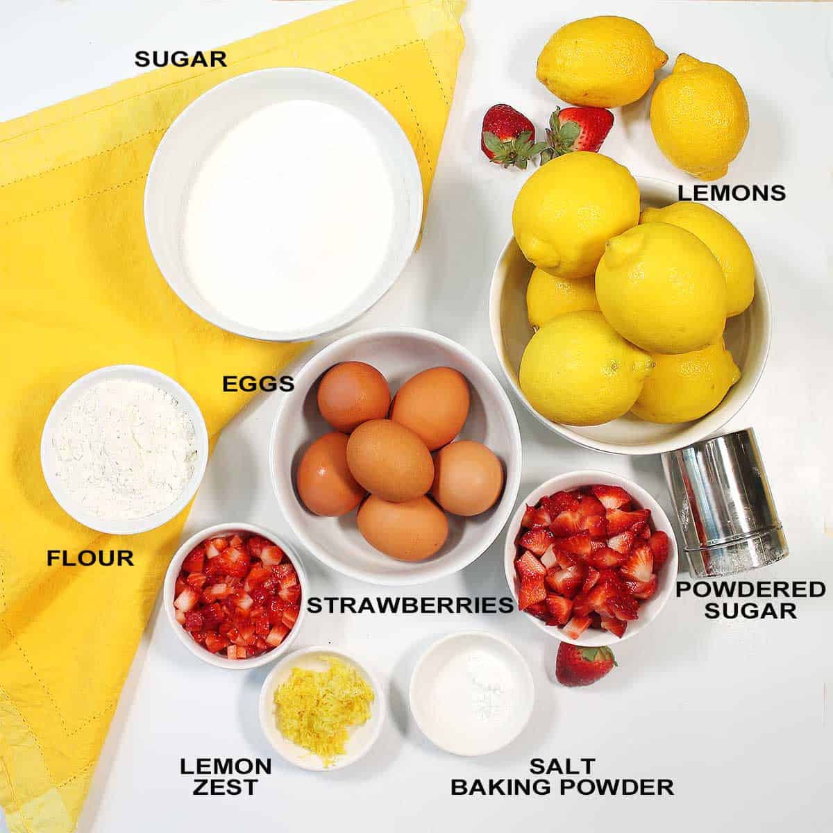 Ingredients for strawberry lemonade filling.