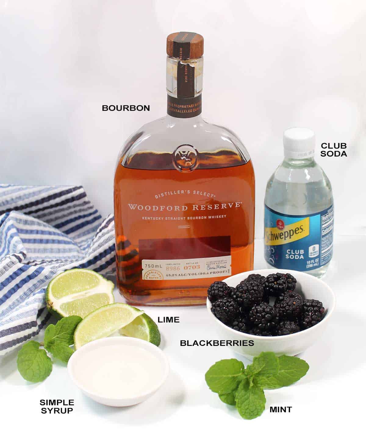 Ingredients for bourbon cocktail.