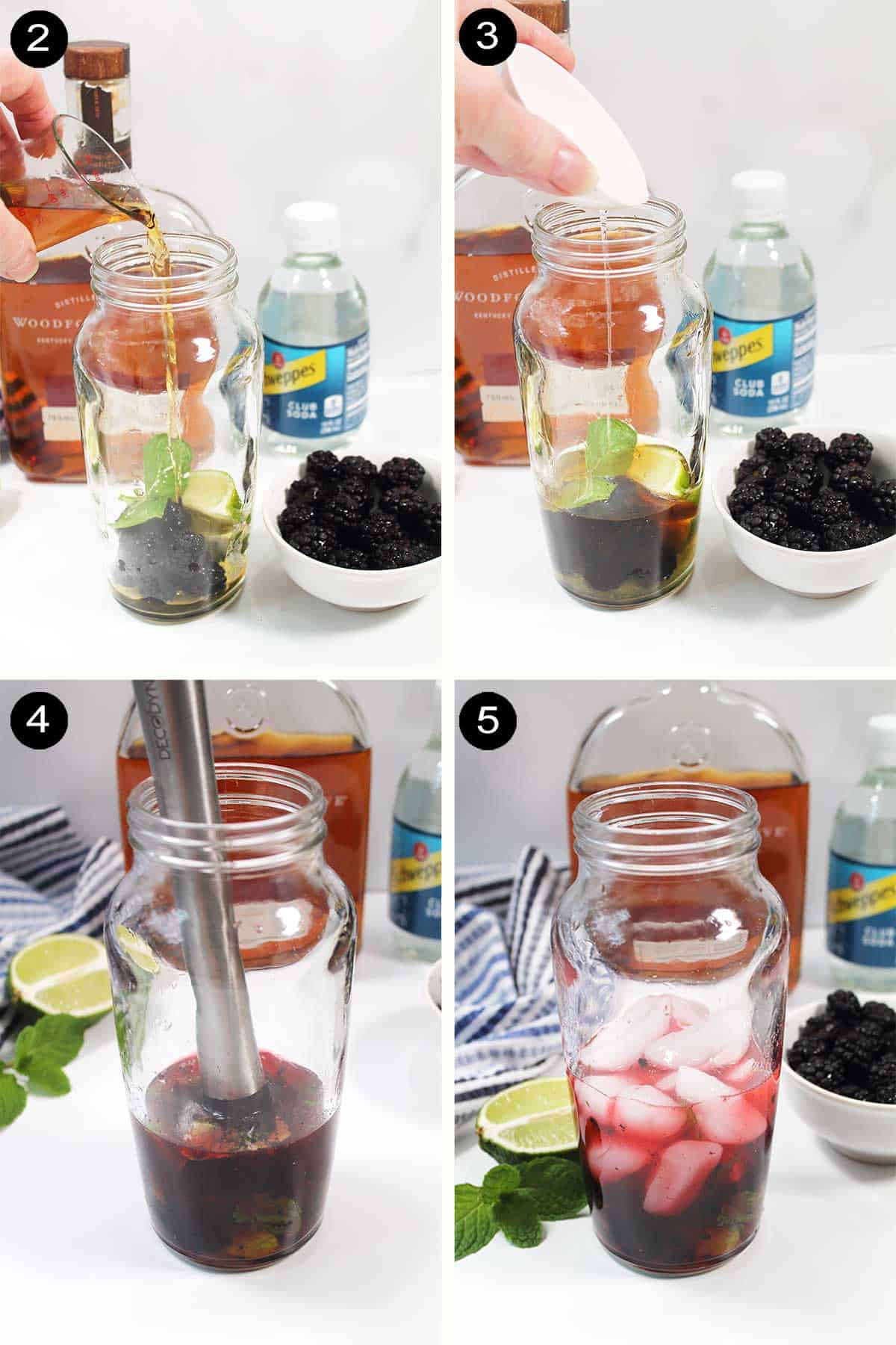 Steps to mix blackberry cocktail.